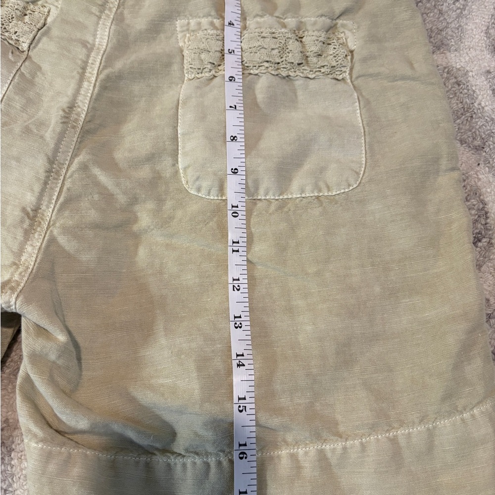 NWT Sundance Shorts Linen Cotton Blend Crochet Lace Trim Sand Beige Size 12 - Picture 8 of 10